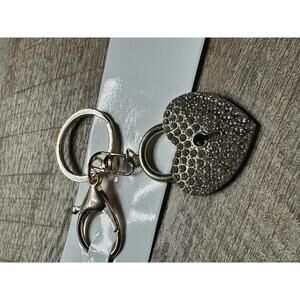 Heart-Shaped Rhinestone Keychain with Lock Design
